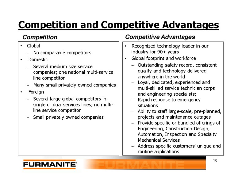 Investor Presentation – Furmanite – slide 9