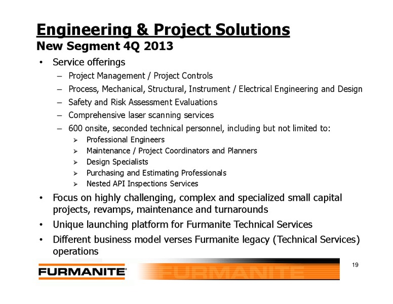 Investor Presentation – Furmanite – slide 18