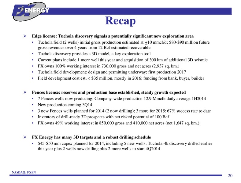 INVESTOR PRESENTATION – Fx Energy Inc. – slide 19