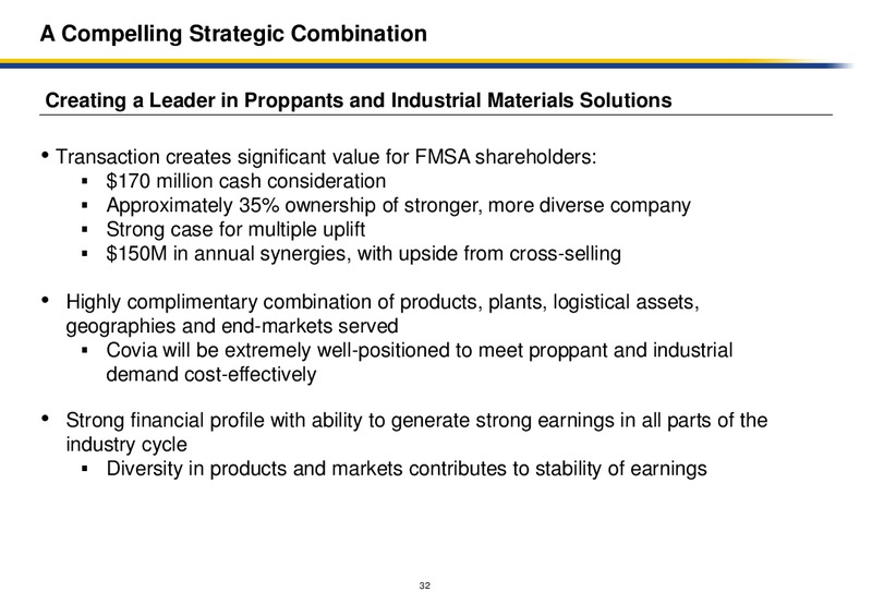 Fairmount and Unimin Merger – Fairmount Santrol – slide 30