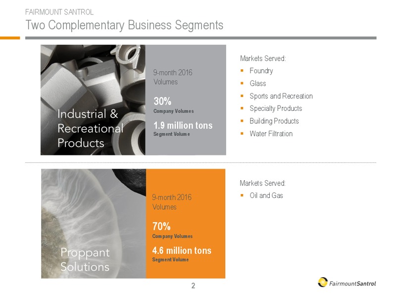December 2016 Investor Presentation – Fairmount Santrol – slide 2