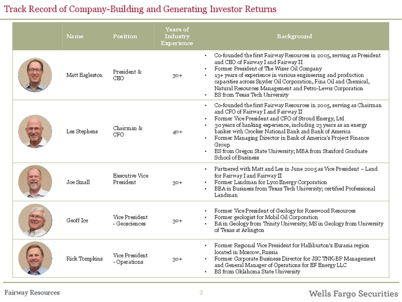 June 2018 Corporate Presentation – Fairway Resources Partners II LLC – slide 3