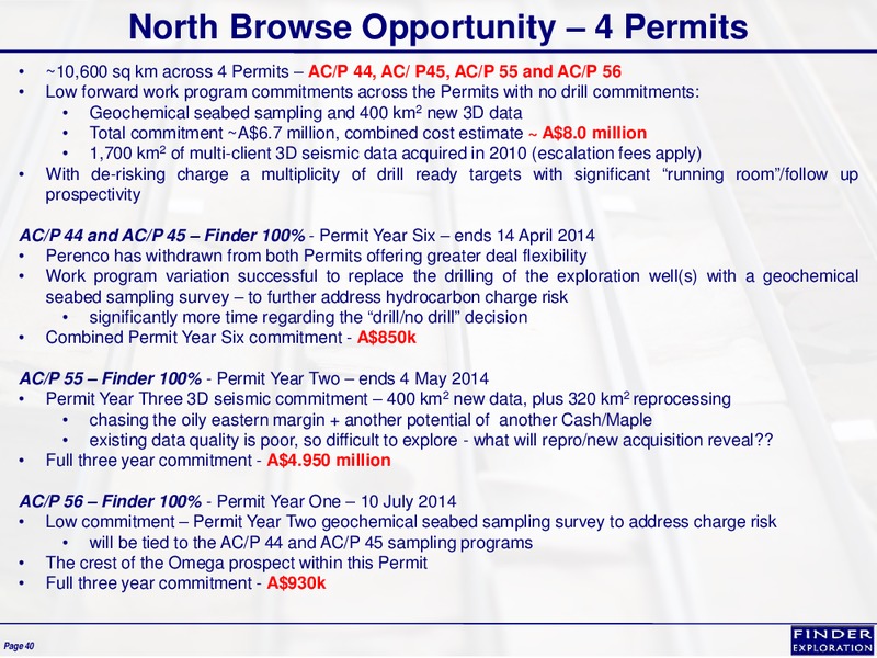 Northern Browse Asset Overview – Finder Exploration Corp – slide 40