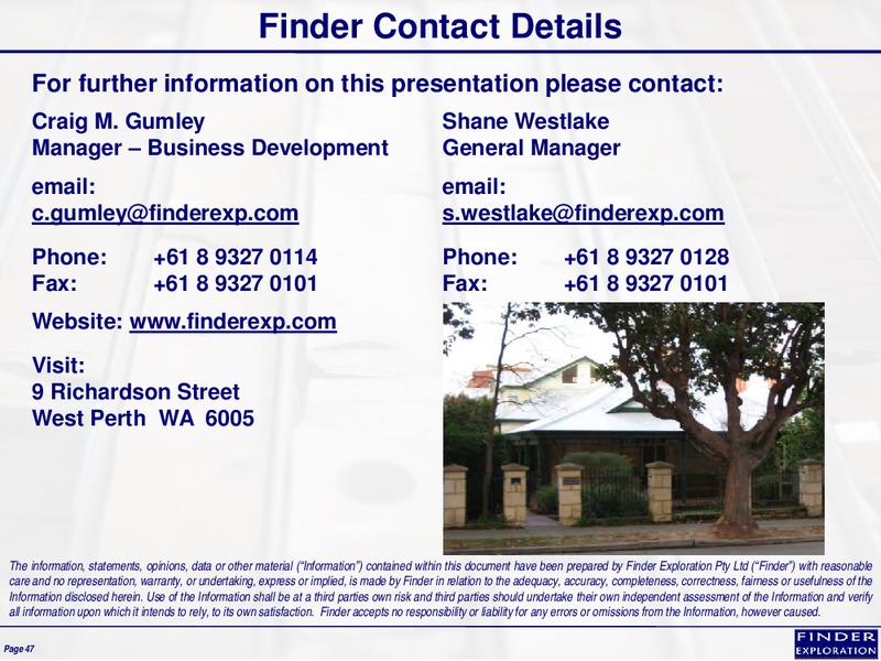 September 2015 Investor Presentation – Finder Exploration Corp – slide 47