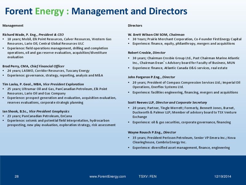 Corporate Overview – Forent Energy Ltd. – slide 27