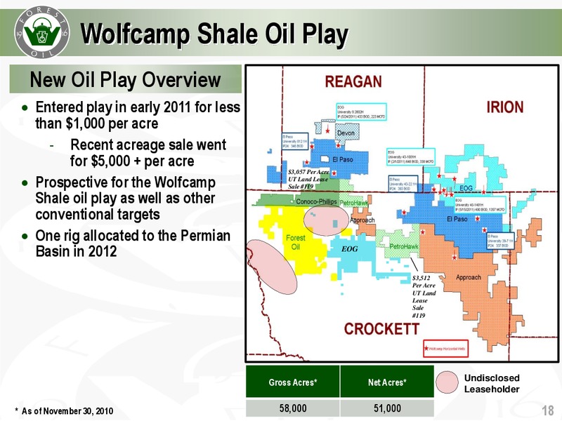 CREDIT SUISSE ENERGY SUMMIT – Forest Oil Corp. – slide 18