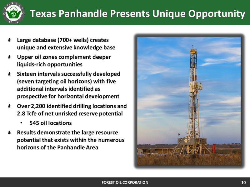 41ST ANNUAL HOWARD WEIL ENERGY CONFERENCE – Forest Oil Corp. – slide 10