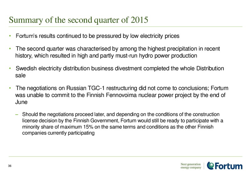 JULY 2015 INVESTOR PRESENTATION – Fortum – slide 35