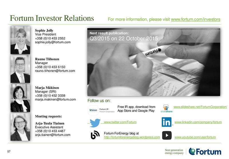 JULY 2015 INVESTOR PRESENTATION – Fortum – slide 56