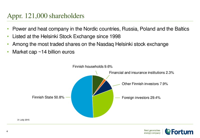 August 2015 Investor Presentation – Fortum – slide 3