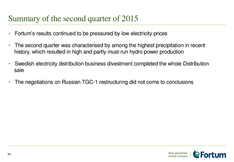 August 2015 Investor Presentation – Fortum – slide 33