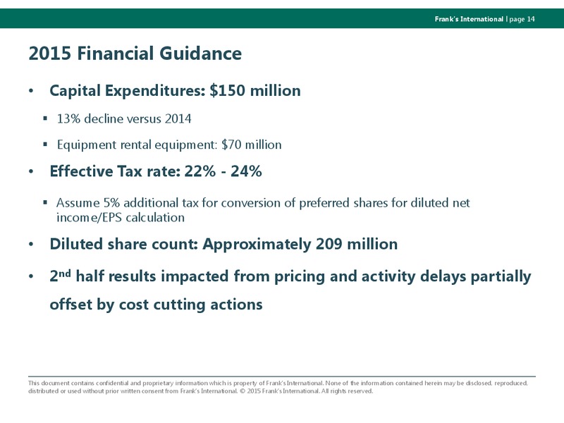 Q3 2015 Results – Franks International – slide 13