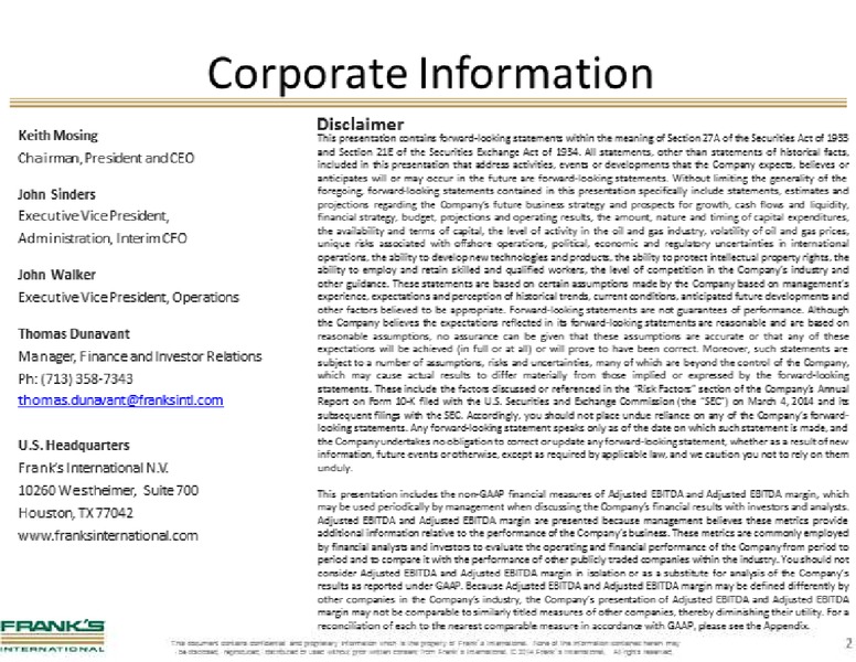 BARCLAYS ENERGY POWER CONFERENCE – Franks International – slide 2