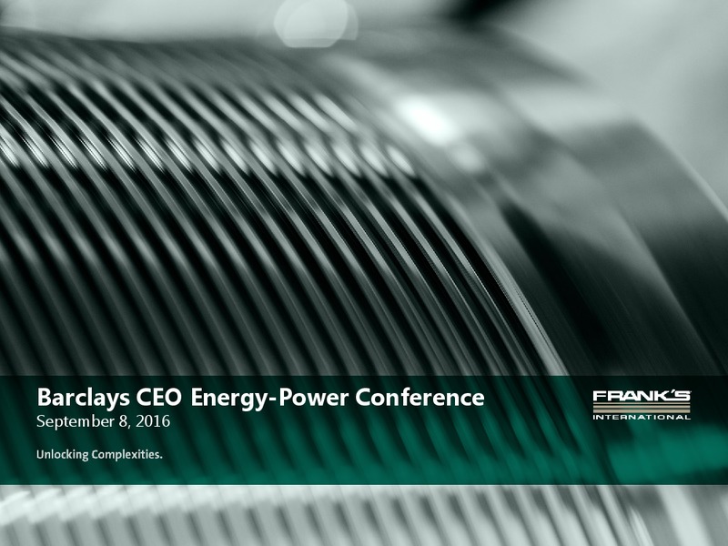 Barclays CEO Energy Power Conference – Franks International – slide 1
