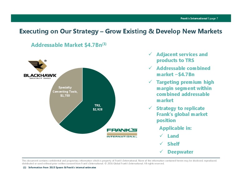 Acquisition of Blackhawk Specialty Tools – Franks International – slide 6