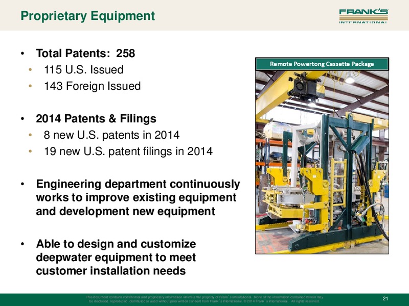 Q4 2014 INVESTOR PRESENTATION – Franks International – slide 20