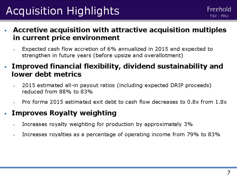 JUNE 2015 CORPORATE PRESENTATION – Freehold Royalties Ltd. – slide 6