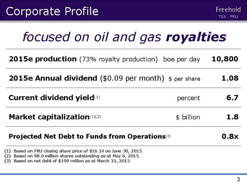 JULY 2015 INVESTOR PRESENTATION – Freehold Royalties Ltd. – slide 2
