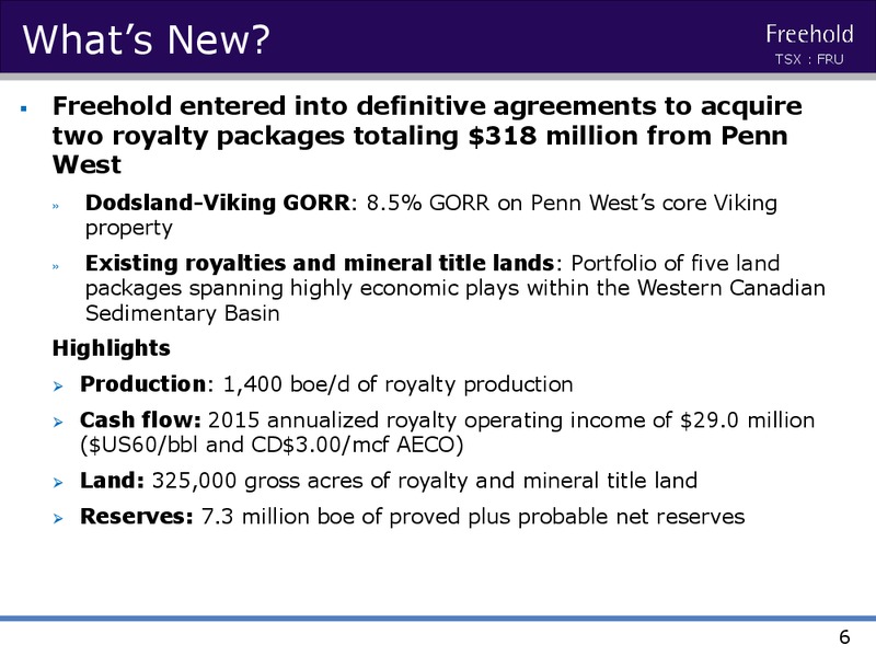 JULY 2015 INVESTOR PRESENTATION – Freehold Royalties Ltd. – slide 5