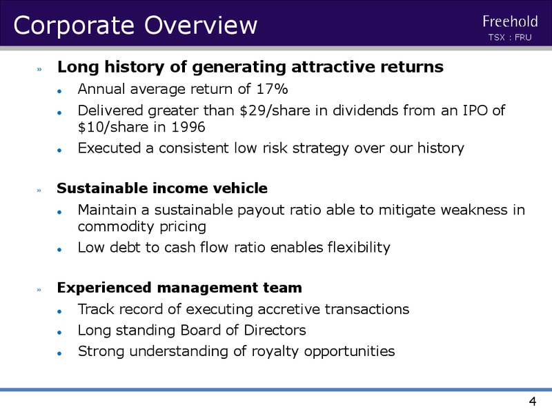 JULY 2015 INVESTOR PRESENTATION – Freehold Royalties Ltd. – slide 3