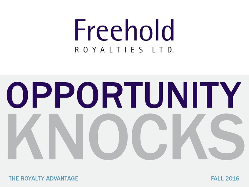 September 2016 Investor Presentation – Freehold Royalties Ltd. – slide 1