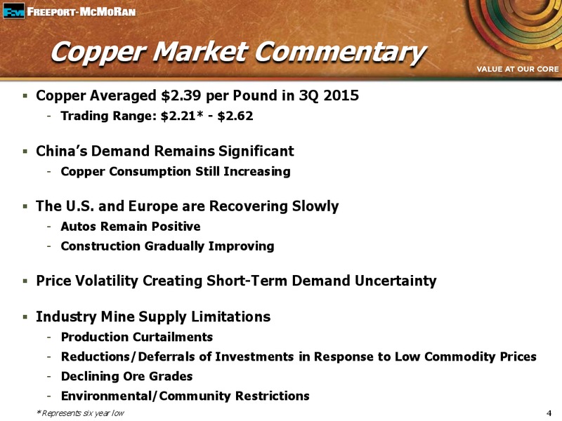 Q3 2015 Earnings Conference Call – Freeport-Mcmoran Inc. – slide 3