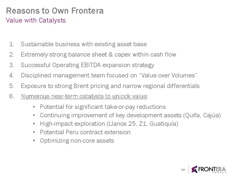 January 2018 Corporate Presentation – Frontera Energy Corp. – slide 18
