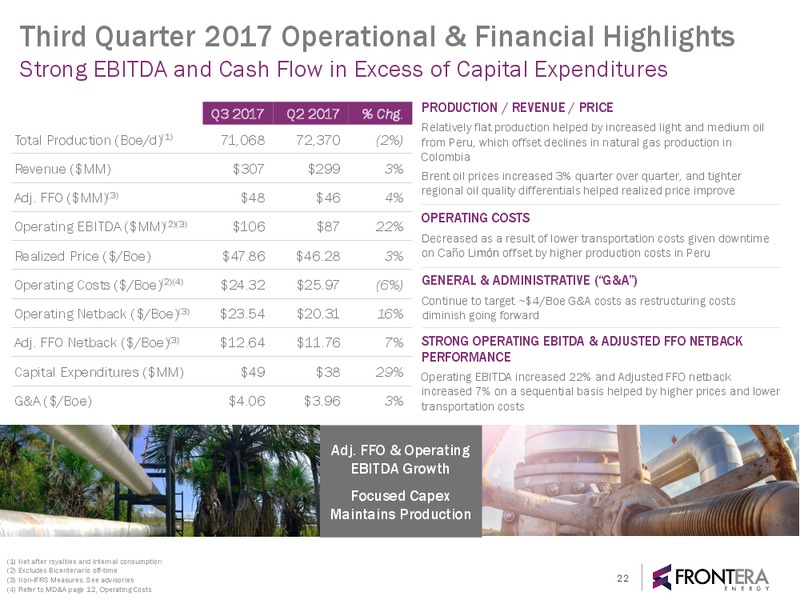 January 2018 Corporate Presentation – Frontera Energy Corp. – slide 21
