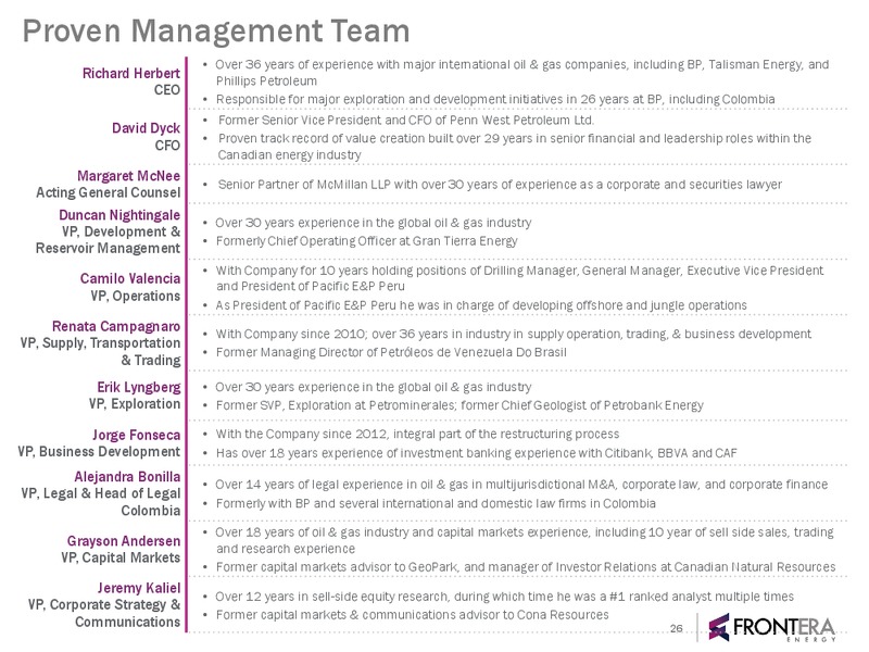 April 2018 Investor Presentation – Frontera Energy Corp. – slide 25