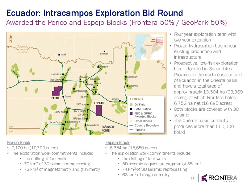 August 2019 Corporate Presentation – Frontera Energy Corp. – slide 20