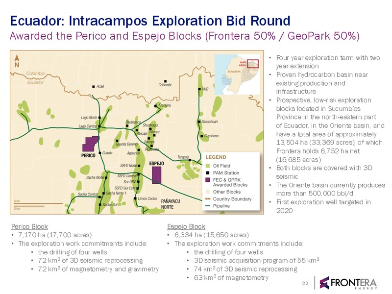 December 2019 Corporate Presentation – Frontera Energy Corp. – slide 21
