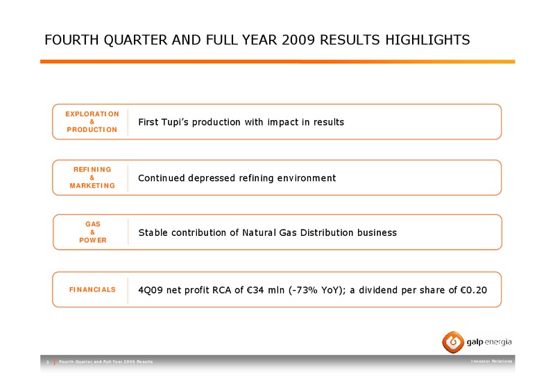 Q4 2009 RESULTS – Galp Energia – slide 3