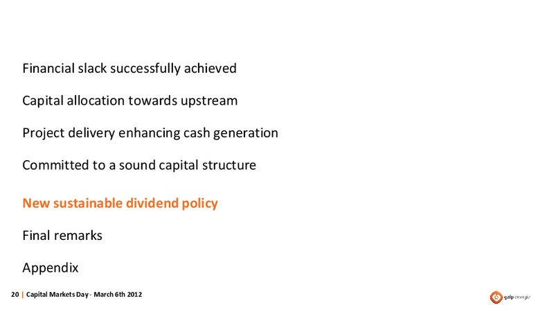 CAPITAL MARKETS DAY – Galp Energia – slide 20