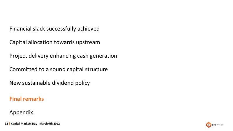 CAPITAL MARKETS DAY – Galp Energia – slide 22