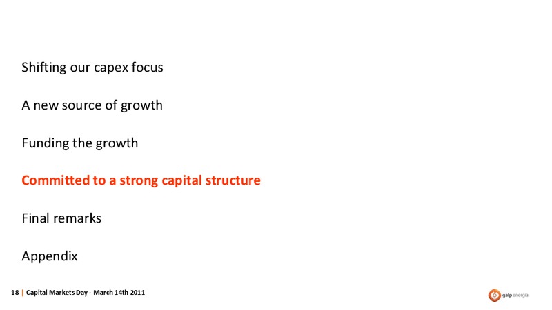MARCH 2011 FINANCIAL OUTLOOK – Galp Energia – slide 18