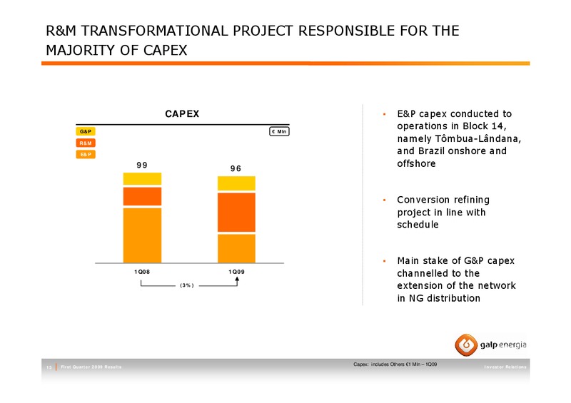 FIRST QUARTER 2009 RESULTS – Galp Energia – slide 13