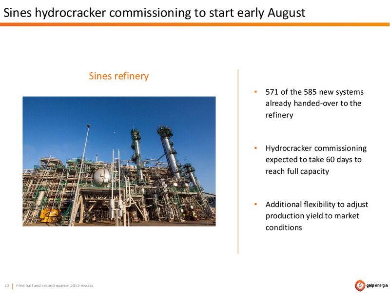 Q2 2012 RESULTS – Galp Energia – slide 13