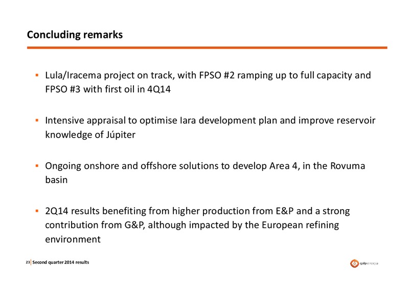 Q2 2014 RESULTS – Galp Energia – slide 22