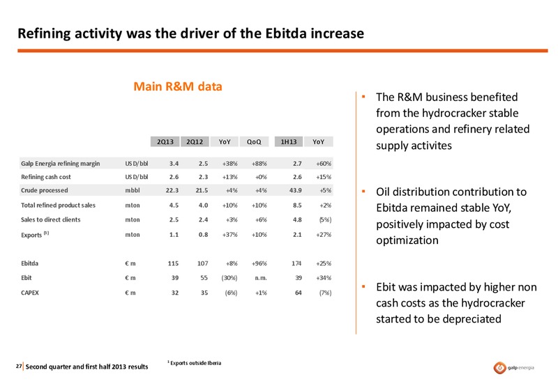 Q2 2013 RESULTS – Galp Energia – slide 26
