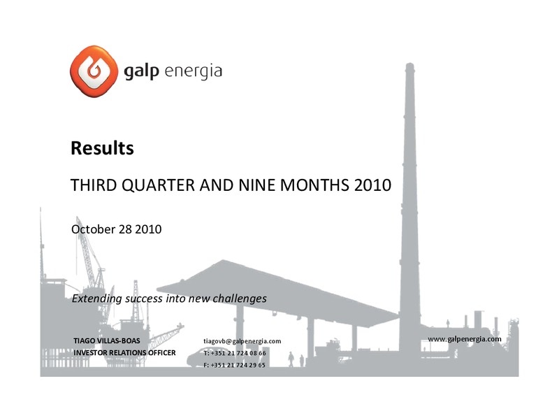 Q3 2010 RESULTS – Galp Energia – slide 15