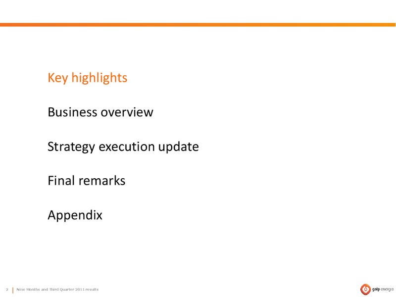 Q3 2011 RESULTS – Galp Energia – slide 2