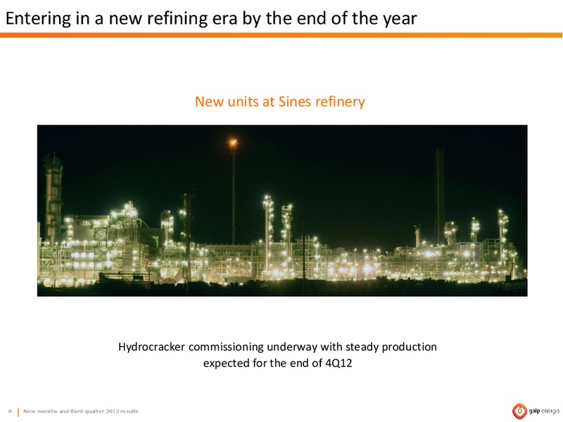 Q3 2012 RESULTS – Galp Energia – slide 8
