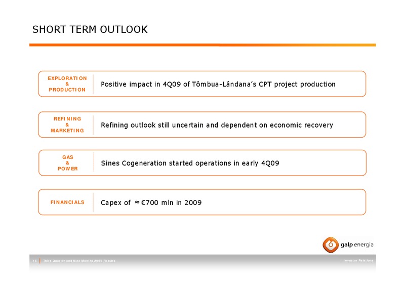 Q3 2009 RESULTS – Galp Energia – slide 15