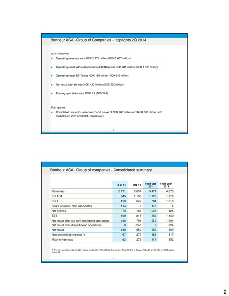 Q2 2014 EARNINGS CALL – Ganger Rolf – slide 2