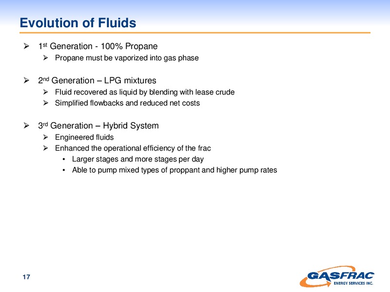 INVESTOR PRESENTATION – Gasfrac Energy Services Inc. – slide 17