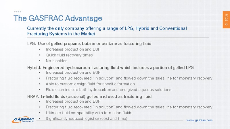 INVESTOR PRESENTATION – Gasfrac Energy Services Inc. – slide 9