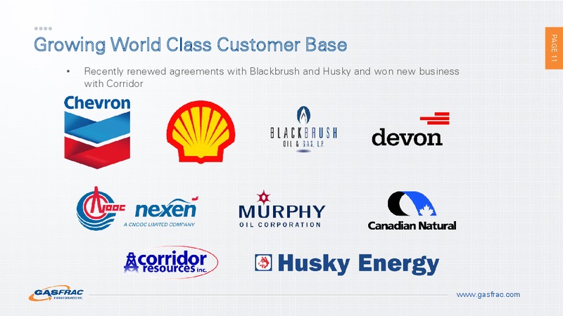 INVESTOR PRESENTATION – Gasfrac Energy Services Inc. – slide 10