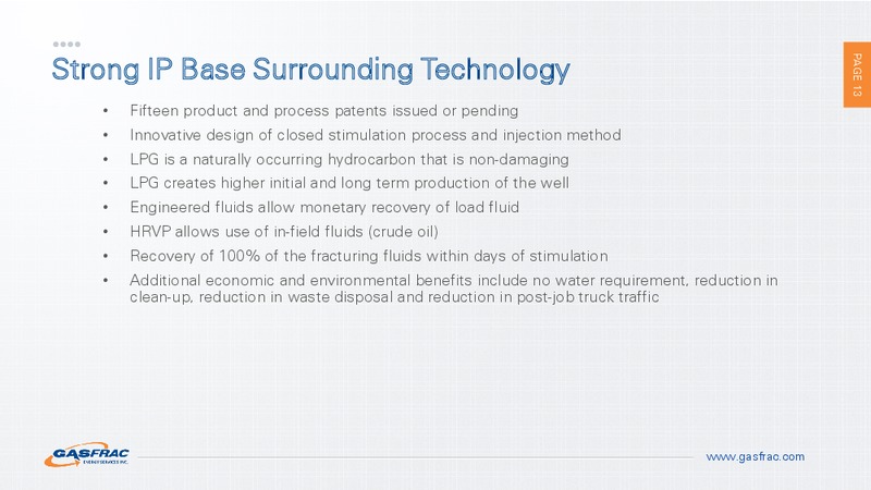 INVESTOR PRESENTATION – Gasfrac Energy Services Inc. – slide 12