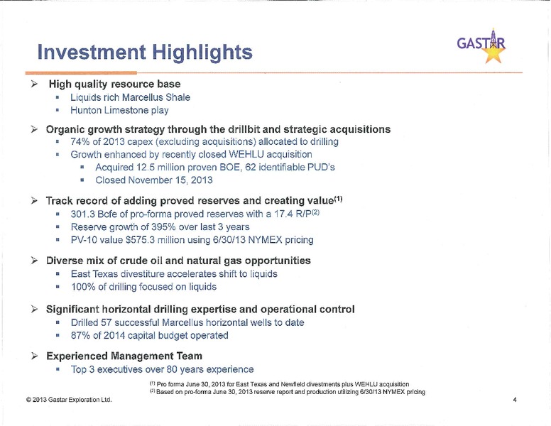 investor presentation – Gastar Exploration, Ltd. – slide 4