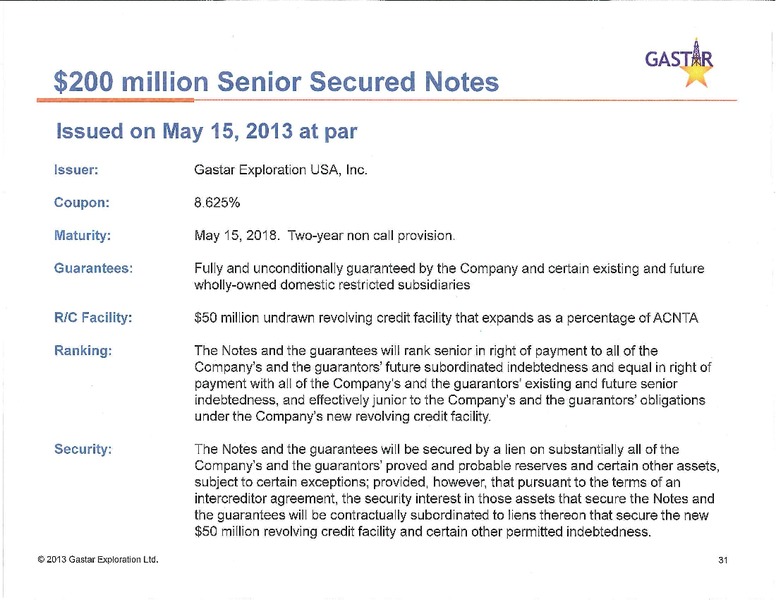 Investor Presentation – Gastar Exploration, Ltd. – slide 30